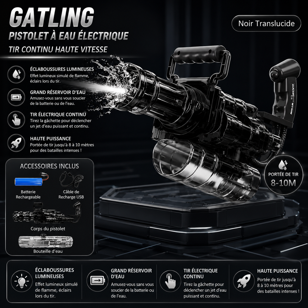 Gatling automatique a eau noir